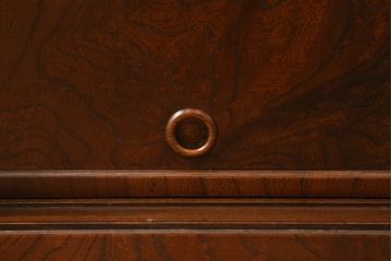 中古　美品　国産家具　職人手造り　欅(ケヤキ)杢　コンパクトなサイズが使いやすい函鏡台(ドレッサー、ミラー、小引き出し、卓上収納)(R-065462)