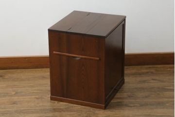中古　美品　国産家具　職人手造り　欅(ケヤキ)杢　コンパクトなサイズが使いやすい函鏡台(ドレッサー、ミラー、小引き出し、卓上収納)(R-065462)