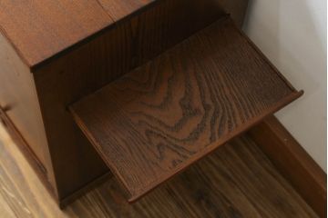 中古　美品　国産家具　職人手造り　欅(ケヤキ)杢　コンパクトなサイズが使いやすい函鏡台(ドレッサー、ミラー、小引き出し、卓上収納)(R-065462)