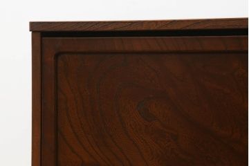 中古　美品　国産家具　職人手造り　欅(ケヤキ)杢　コンパクトなサイズが使いやすい函鏡台(ドレッサー、ミラー、小引き出し、卓上収納)(R-065462)