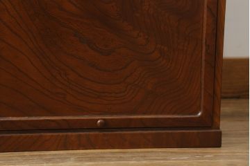 中古　美品　国産家具　職人手造り　欅(ケヤキ)杢　コンパクトなサイズが使いやすい函鏡台(ドレッサー、ミラー、小引き出し、卓上収納)(R-065462)