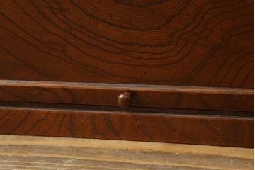 中古　美品　国産家具　職人手造り　欅(ケヤキ)杢　コンパクトなサイズが使いやすい函鏡台(ドレッサー、ミラー、小引き出し、卓上収納)(R-065462)