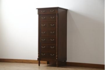 中古　美品　高級品!!　スペイン製　フランスベッド(France Bed)　Slumberland(スランバーランド)　上品な佇まいが魅力のランジェリーチェスト(縦型チェスト、サイドチェスト、引き出し)(定価推定約35万円)(R-065464)