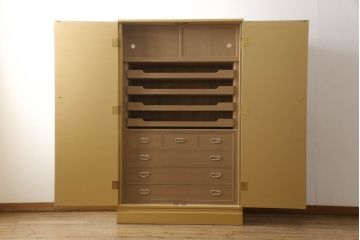 中古　最高級品　宝石象嵌工芸品　光泉　光雲　蒔絵　圧巻!色とりどりの輝きを放つ宝石が空間を華やかに彩る整理タンス3点セット(着物箪笥、引き出し、チェスト、収納箪笥)(R-065470)