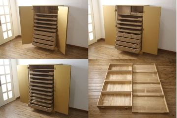 中古　最高級品　宝石象嵌工芸品　光泉　光雲　蒔絵　圧巻!色とりどりの輝きを放つ宝石が空間を華やかに彩る整理タンス3点セット(着物箪笥、引き出し、チェスト、収納箪笥)(R-065470)