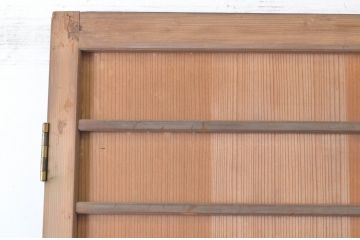 アンティーク建具　上質な銅製のつまみ付き舞良戸扉1枚(まいらど、板戸、ドア)(R-065471)