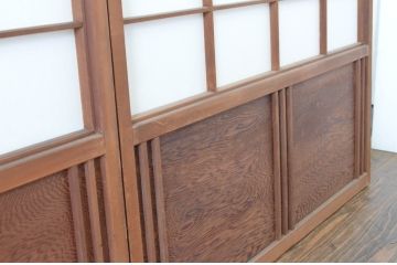 アンティーク建具　腰板の凝ったデザインが魅力的な障子戸4枚セット(引き戸)(R-065472)