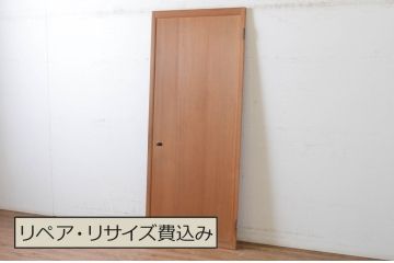 アンティーク建具　黒檀(コクタン)のつまみ付き!!柾目の美しい扉1枚(木製扉、ドア)(R-065475)