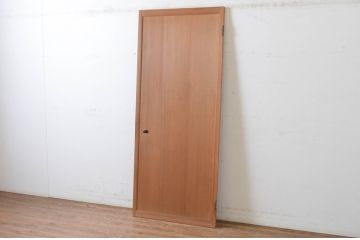 アンティーク建具　黒檀(コクタン)のつまみ付き!!柾目の美しい扉1枚(木製扉、ドア)(R-065475)