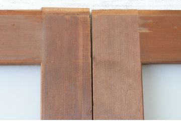 アンティーク建具　レトロなお部屋作りにおすすめなガラス戸2枚セット(きつね格子、狐格子、引き戸、格子戸、マス目、升目)(R-065478)