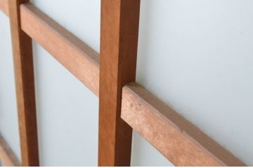 アンティーク建具　レトロなお部屋作りにおすすめなガラス戸2枚セット(きつね格子、狐格子、引き戸、格子戸、マス目、升目)(R-065478)
