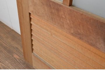 アンティーク建具　レトロなお部屋作りにおすすめなガラス戸2枚セット(きつね格子、狐格子、引き戸、格子戸、マス目、升目)(R-065478)