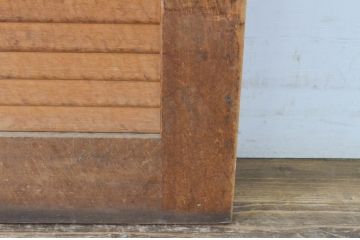 アンティーク建具　レトロなお部屋作りにおすすめなガラス戸2枚セット(きつね格子、狐格子、引き戸、格子戸、マス目、升目)(R-065478)
