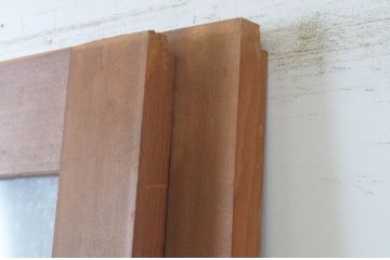 アンティーク建具　レトロなお部屋作りにおすすめなガラス戸2枚セット(きつね格子、狐格子、引き戸、格子戸、マス目、升目)(R-065478)