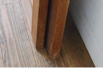 アンティーク建具　レトロなお部屋作りにおすすめなガラス戸2枚セット(きつね格子、狐格子、引き戸、格子戸、マス目、升目)(R-065478)