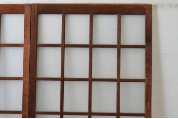 アンティーク建具　和モダンな雰囲気溢れるガラス戸2枚セット(引き戸)(R-065479)