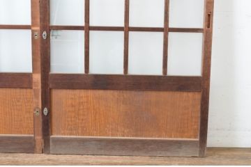 アンティーク建具　和モダンな雰囲気溢れるガラス戸2枚セット(引き戸)(R-065479)