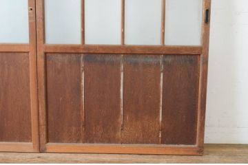 アンティーク建具　両面面取りの上質なガラス戸2枚セット(引き戸、格子戸、マス目)(R-065481)