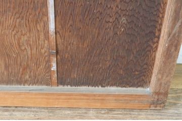 アンティーク建具　両面面取りの上質なガラス戸2枚セット(引き戸、格子戸、マス目)(R-065481)