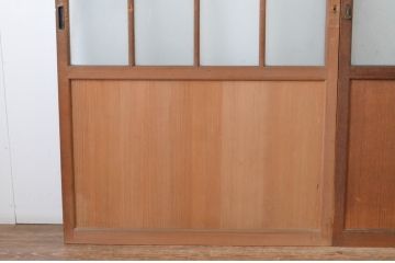 アンティーク建具　両面面取りの上質なガラス戸2枚セット(引き戸、格子戸、マス目)(R-065481)