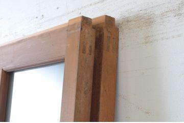 アンティーク建具　両面面取りの上質なガラス戸2枚セット(引き戸、格子戸、マス目)(R-065481)