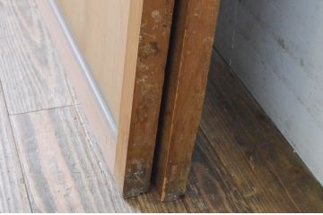 アンティーク建具　両面面取りの上質なガラス戸2枚セット(引き戸、格子戸、マス目)(R-065481)
