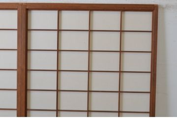 アンティーク建具　　腰板柾目に横桟の入った障子戸2枚セット(引き戸)(R-065484)