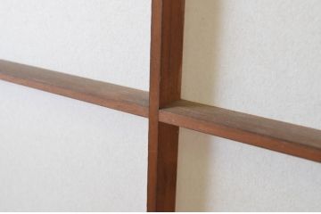 アンティーク建具　　腰板柾目に横桟の入った障子戸2枚セット(引き戸)(R-065484)