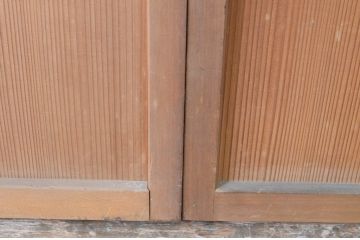 アンティーク建具　　腰板柾目に横桟の入った障子戸2枚セット(引き戸)(R-065484)
