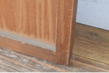 アンティーク建具　　腰板柾目に横桟の入った障子戸2枚セット(引き戸)(R-065484)