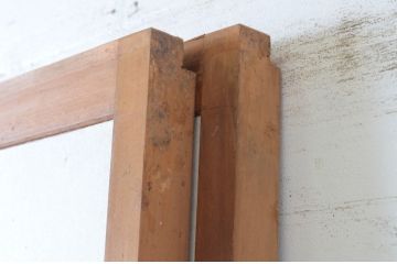 アンティーク建具　　腰板柾目に横桟の入った障子戸2枚セット(引き戸)(R-065484)