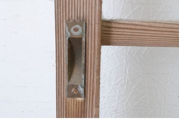 アンティーク建具　経年による風合いが味わい深いガラス戸2枚セット(玄関戸、引き戸、格子戸、マス目)(R-065486)