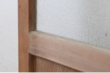 アンティーク建具　経年によって増した味わいが魅力的な横桟ガラス戸1枚(引き戸)(R-065487)