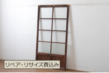 アンティーク建具　経年を感じさせる木味が魅力のガラス戸1枚(引き戸)(R-065488)