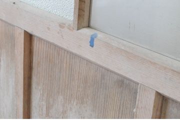 アンティーク建具　明るい木味が魅力のガラス戸1枚(引き戸)(R-065489)