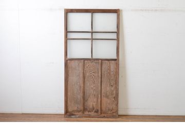アンティーク建具　温かみのある木味が魅力のガラス戸1枚(引き戸)(R-065491)
