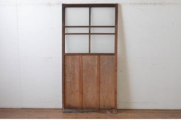 アンティーク建具　温かみのある木味が魅力のガラス戸1枚(引き戸)(R-065491)