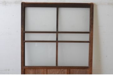 アンティーク建具　温かみのある木味が魅力のガラス戸1枚(引き戸)(R-065491)