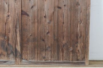 アンティーク建具　レトロな雰囲気のガラス窓付き両開き扉(ドア、木製ドア、ガラスドア、開き戸)(R-065492)