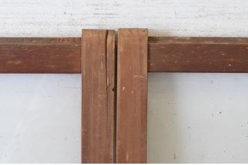 アンティーク建具　レトロな雰囲気のガラス窓付き両開き扉(ドア、木製ドア、ガラスドア、開き戸)(R-065492)