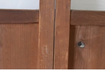 アンティーク建具　レトロな雰囲気のガラス窓付き両開き扉(ドア、木製ドア、ガラスドア、開き戸)(R-065492)
