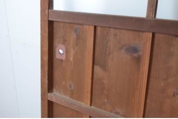 アンティーク建具　レトロな雰囲気のガラス窓付き両開き扉(ドア、木製ドア、ガラスドア、開き戸)(R-065492)