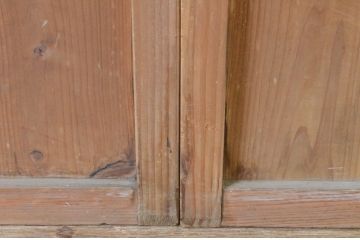 アンティーク建具　レトロな雰囲気のガラス窓付き両開き扉(ドア、木製ドア、ガラスドア、開き戸)(R-065492)