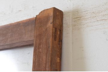 アンティーク建具　レトロな雰囲気のガラス窓付き扉1枚(ドア、木製ドア、ガラスドア、開き戸)(R-065493)