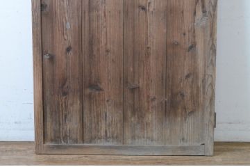 アンティーク建具　レトロな雰囲気のガラス窓付き扉1枚(木製ドア、ガラスドア、開き戸)(R-065494)
