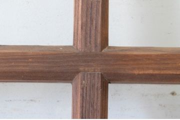 アンティーク建具　レトロな雰囲気のガラス窓付き扉1枚(木製ドア、ガラスドア、開き戸)(R-065494)
