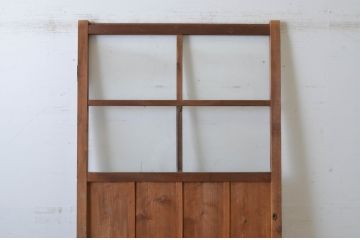 アンティーク建具　レトロな雰囲気のガラス窓付き扉1枚(木製ドア、ガラスドア、開き戸)(R-065494)