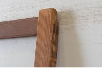 アンティーク建具　レトロな雰囲気のガラス窓付き扉1枚(木製ドア、ガラスドア、開き戸)(R-065494)
