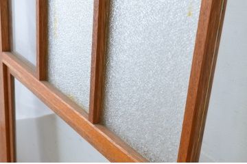 アンティーク建具　レトロデザインのダイヤガラス入りガラス戸4枚セット(引き戸)(R-065495)