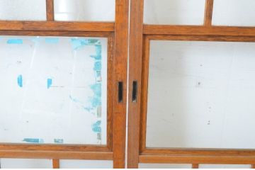 アンティーク建具　レトロデザインのダイヤガラス入りガラス戸4枚セット(引き戸)(R-065495)